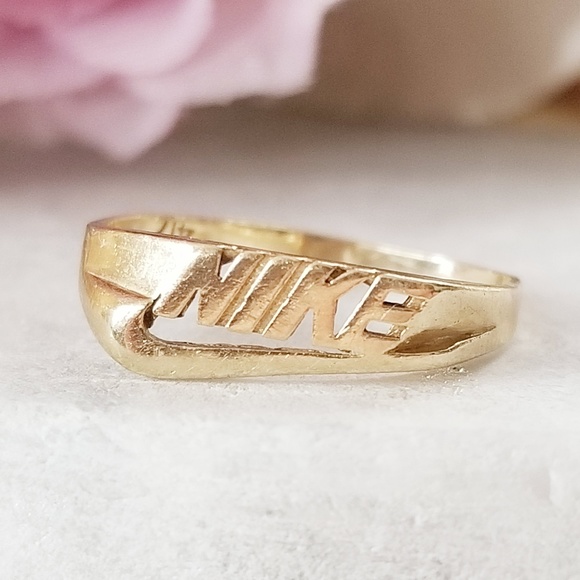 Jewelry - Vintage Nike Swoosh 10k 417 Gold Ring 7